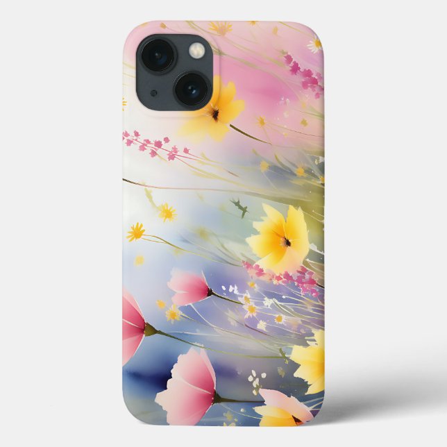 Romantic Wildflowers Pink And Yellow Case-Mate iPhone Case (Back)
