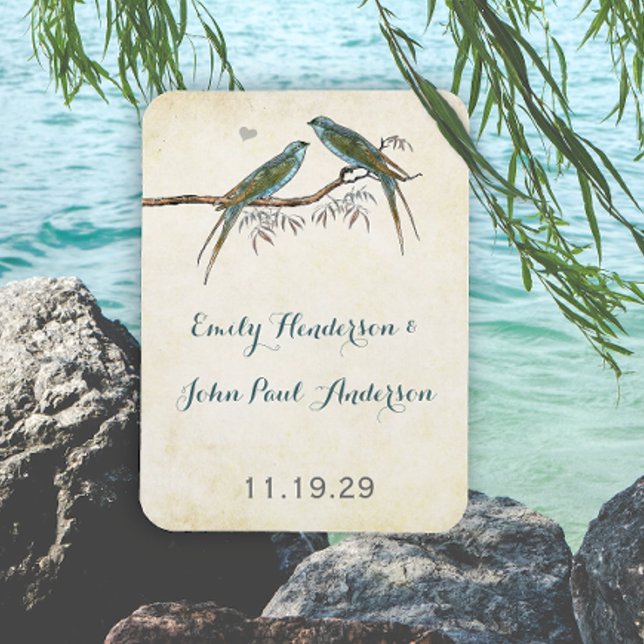 Romantic Willow Teal Love Bird Save the Date Magnet (Creator Uploaded)