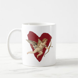 Romantic Wine Red Heart Angel Bow & Arrow Love Coffee Mug