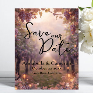 Romantic Wine Vineyard Wedding Save the Date Invitation