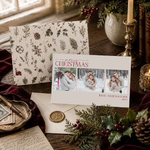Romantic Winter Botanical Newlywed Christmas Photo Holiday Card