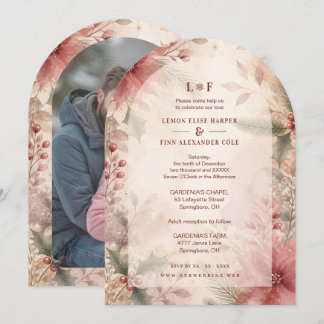 Romantic Winter Floral Blush Pink Wedding TLW26 Invitation