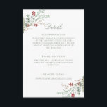 Romantic Winter Greenery Wedding Details Enclosure Card<br><div class="desc">Elegant romantic winter wedding details enclosure card,  adorned with a stunning soft green and red watercolor botanical design and classic calligraphy.</div>