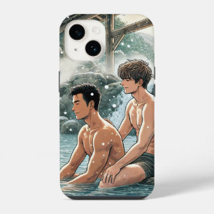 Romantic winter onsen iPhone 14 case