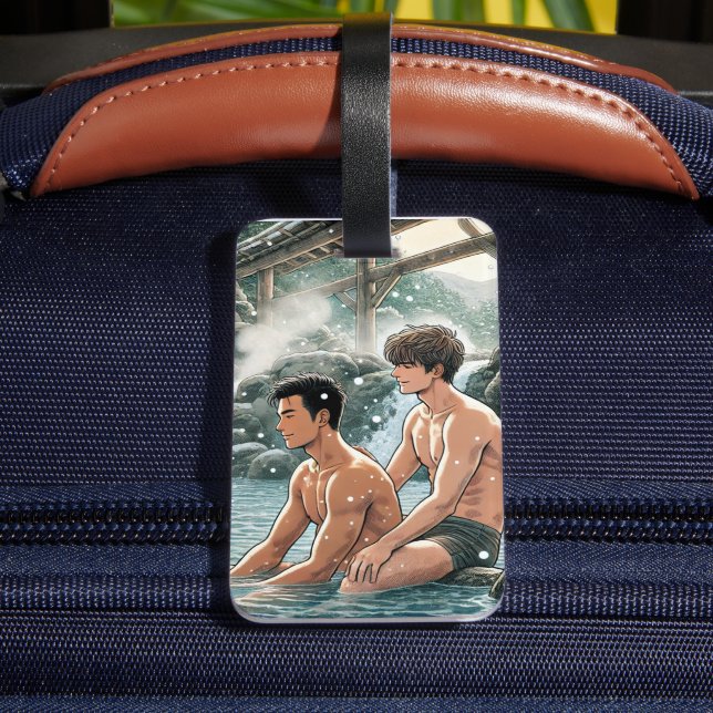 Romantic winter onsen luggage tag (Back Insitu 4)