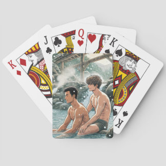 Romantic winter onsen playing cards