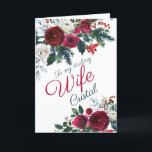 Romantic Winter Snow Roses Christmas Wife Holiday Card<br><div class="desc">Romantic Winter Snow Roses Christmas Wife Holiday Card.  Heartfelt romantic greeting inside.  Personalised with your wife's name on front.</div>