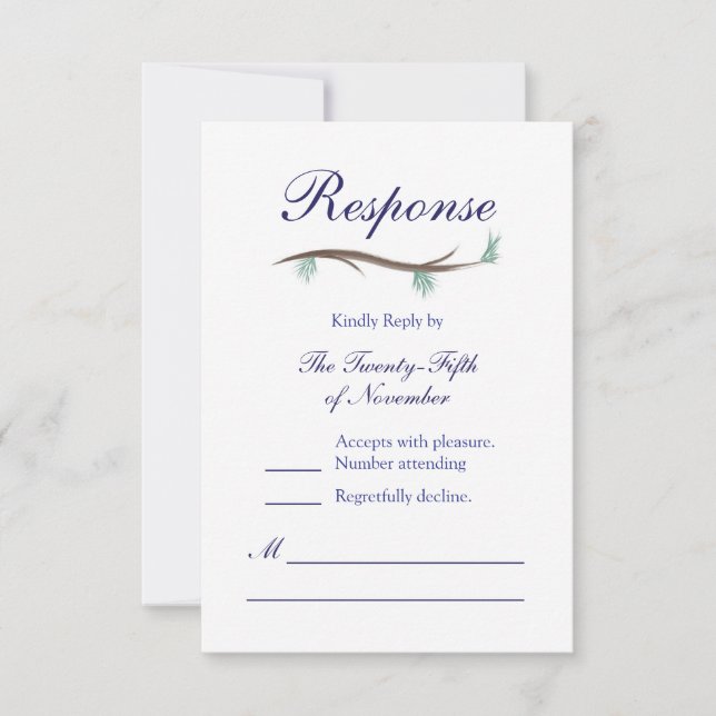 Romantic Winter Snow Tree Branches RSVP Card (Front)