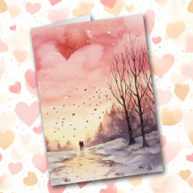 Romantic Winter Walk Sweetheart Valentine Card