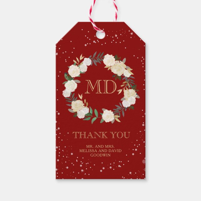 Romantic Winter Wedding Favour Gift Hang Tag (Front)