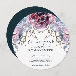 Romantic Winter Wedding Floral Invitation