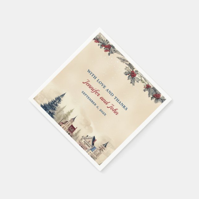 Romantic Winter Wedding Napkin (Corner)