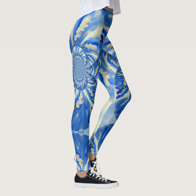 Romantic wispy blue skies and white orchids leggings (Right)