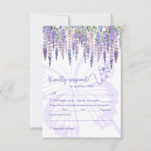 Romantic Wisteria & Butterfly Garden Wedding RSVP Card