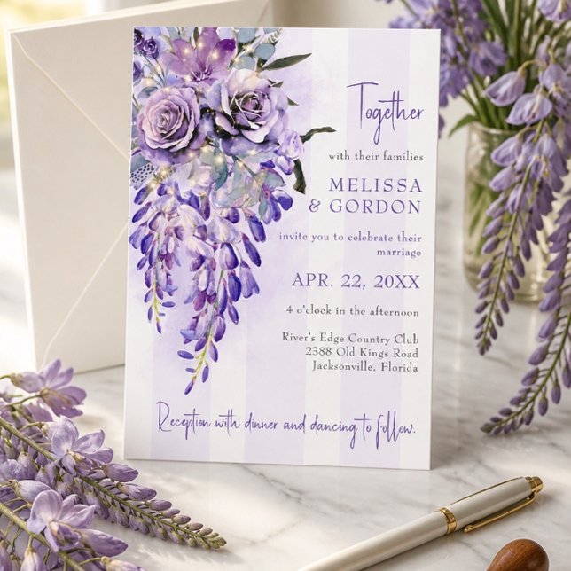 Romantic Wisteria Wedding Invitation (Creator Uploaded)