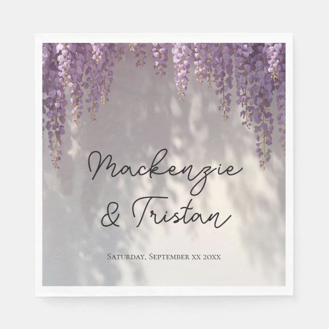 Romantic Wisteria Wedding Napkin (Front)