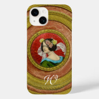 ROMANTIC WOMAN WITH FLOWERS VINTAGE ENAMEL