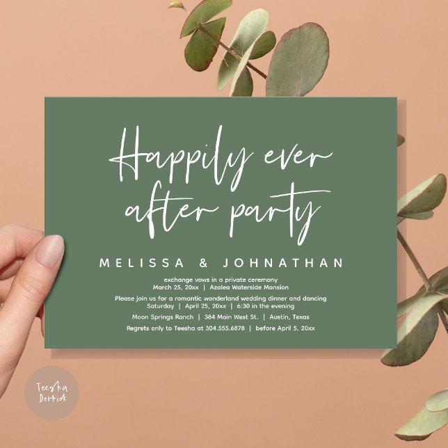 Romantic Wonderland Happily Ever After Party Invitation (Romantic Wonderland Happily Ever After Party Invitation Card, PDF, Modern Minimalist, Sage Green)