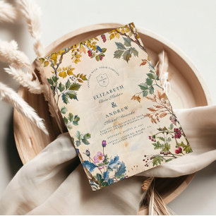 Romantic Woodland Foliage Wedding Invitation