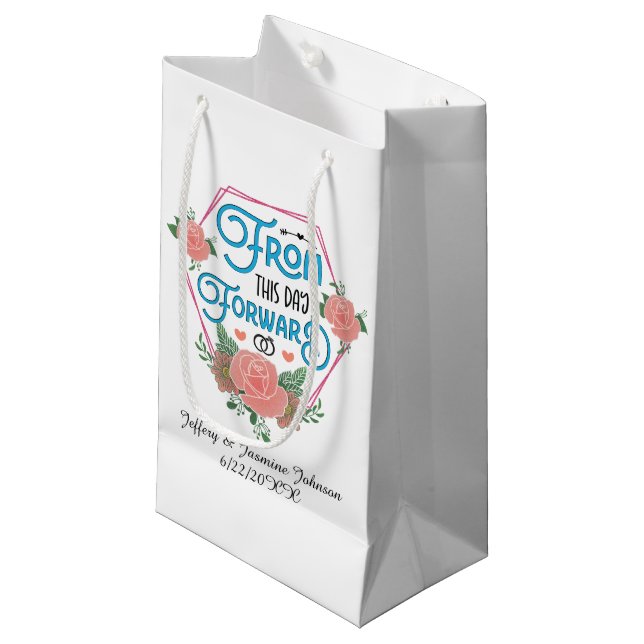 Romantic word art Wedding Customisable  Small Gift Bag (Front Angled)