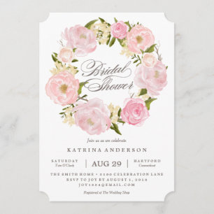 Romantic Wreath Bridal Shower Invitation