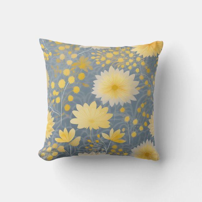 Romantic Yellow Chrysanthemum Petals Cushion (Front)