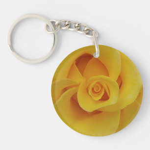 Romantic Yellow Rose Petals Key Ring