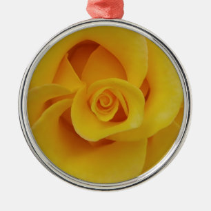 Romantic Yellow Rose Petals Metal Ornament