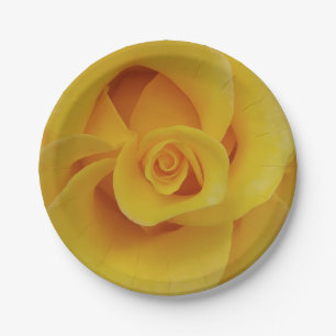 Romantic Yellow Rose Petals Paper Plate