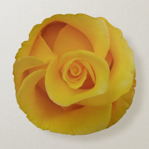 Romantic Yellow Rose Petals Round Cushion