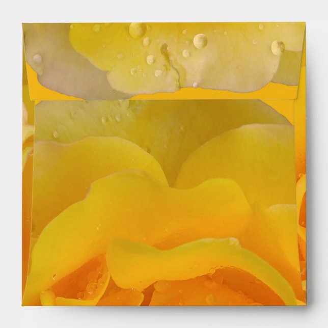 Romantic Yellow Rose Water Drops Envelopes (Back (Top Flap))