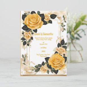 Romantic yellow Rose Wedding Invitations