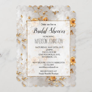 Romantic Yellow Roses Bridal Shower Invitation