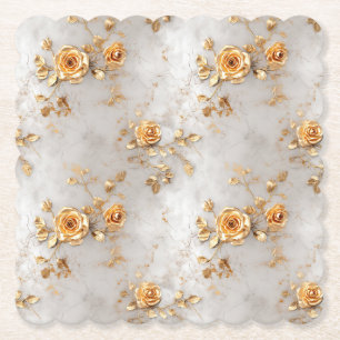 Romantic Yellow Roses Paper Coaster