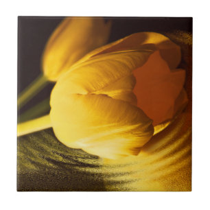 Romantic Yellow Tulip Ceramic Tile
