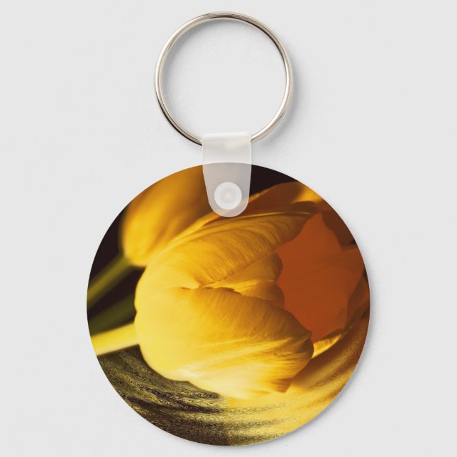 Romantic Yellow Tulip Key Ring (Front)