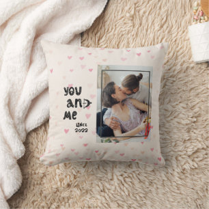 Romantic You and Me Hearts Photo Cushion