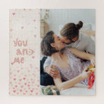 Romantic You And Me Valentine's Day Photo  Jigsaw Puzzle<br><div class="desc">Love is in the air with this romantic Valentine's Day design with the decorative modern script against watercolor scattered hearts,  along with your awesome photo.  Easily customise with your photo of choice.  Great gift idea and keepsake for that special day.</div>