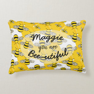 Romantic You Are Bee-Utiful Honey Bee Personalised Decorative Cushion