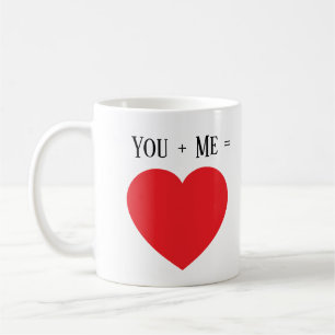 Romantic You + Me Custom Love Heart Coffee Mug