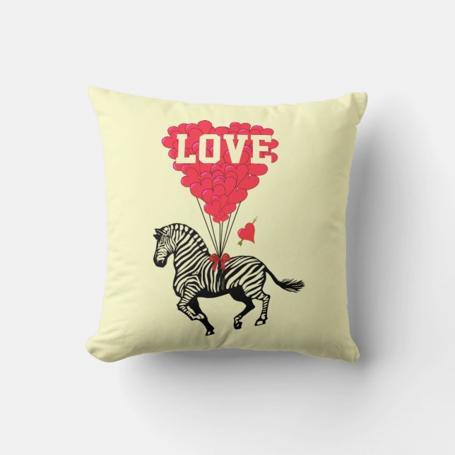 Romantic zebra and love heart cushion (Front)