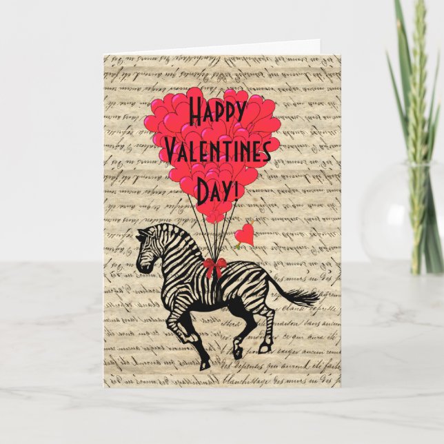 Romantic Zebra Valentines Day Holiday Card (Front)