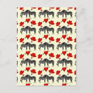 Romantic zebras and love heart Valentines Holiday Postcard