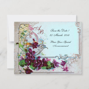 ROMANTICA  4 MONOGRAM 2 ,Blue Invitation