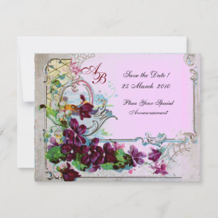 ROMANTICA 4 MONOGRAM, Pink Invitation