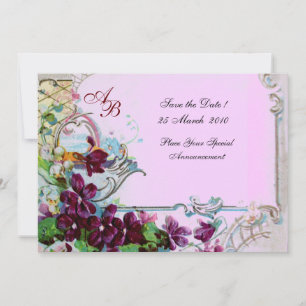 ROMANTICA 4 MONOGRAM ,Pink Invitation