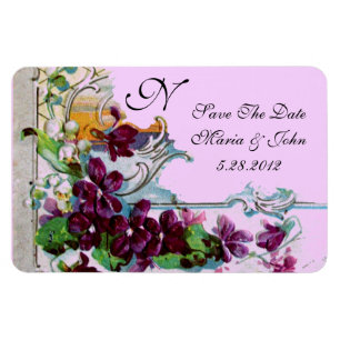 ROMANTİCA 4 MONOGRAM ,Save The Date,green,pink Magnet