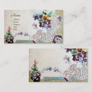 ROMANTICA Antique Flowers Pansies  Floral Swırls Business Card