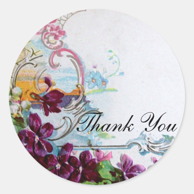 ROMANTICA /ELEGANT FLORAL /PANSIES,SNOWDROPS White Classic Round Sticker (Front)