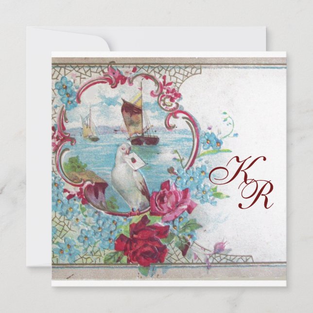 ROMANTİCA ELEGANT FLORAL WEDDING  MONOGRAM ANNOUNCEMENT (Front)